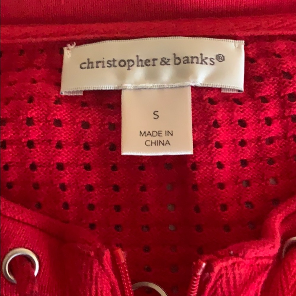 SMALL Christopher&banks Red Eyelet Top - Picture 2 of 6